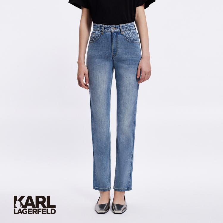 Karl Lagerfeld 【老佛爷】双k提花简约女牛仔裤2024春夏 In Blue