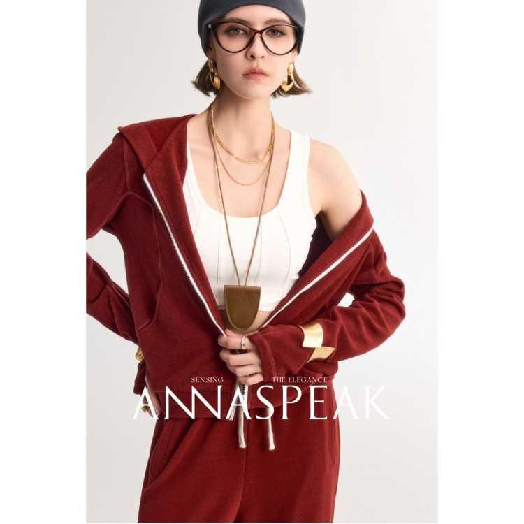 ANNASPEAK 运动休闲风 含羊毛&莱赛尔混纺磨毛感休闲显瘦百搭卫衣卫裤套装