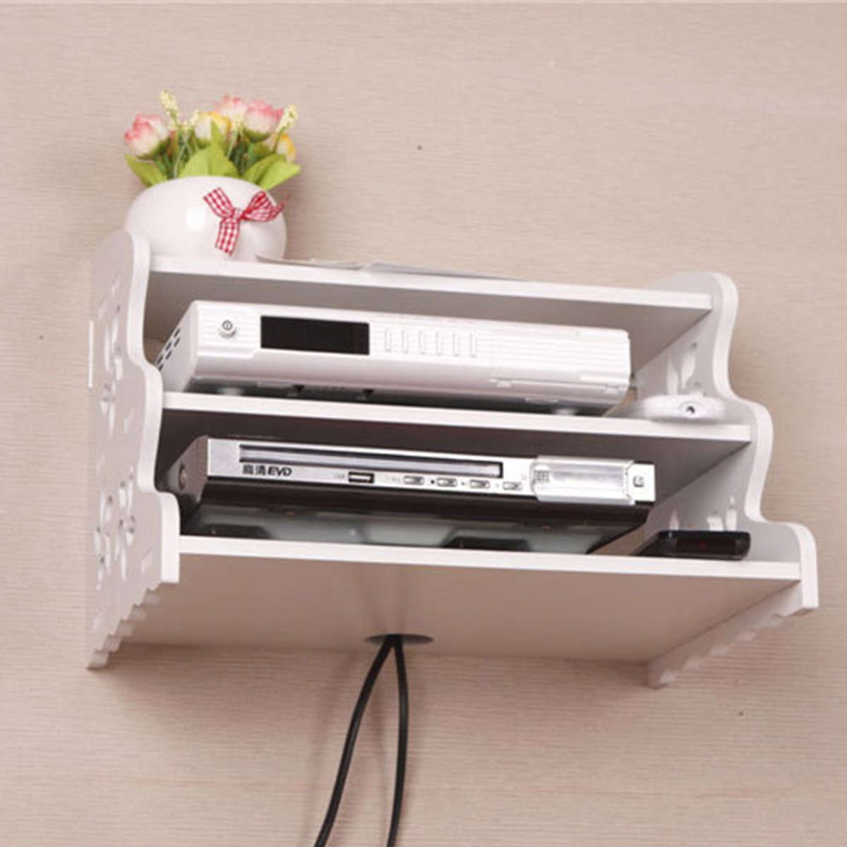 木塑机顶盒收纳架三层置物架墙壁挂架