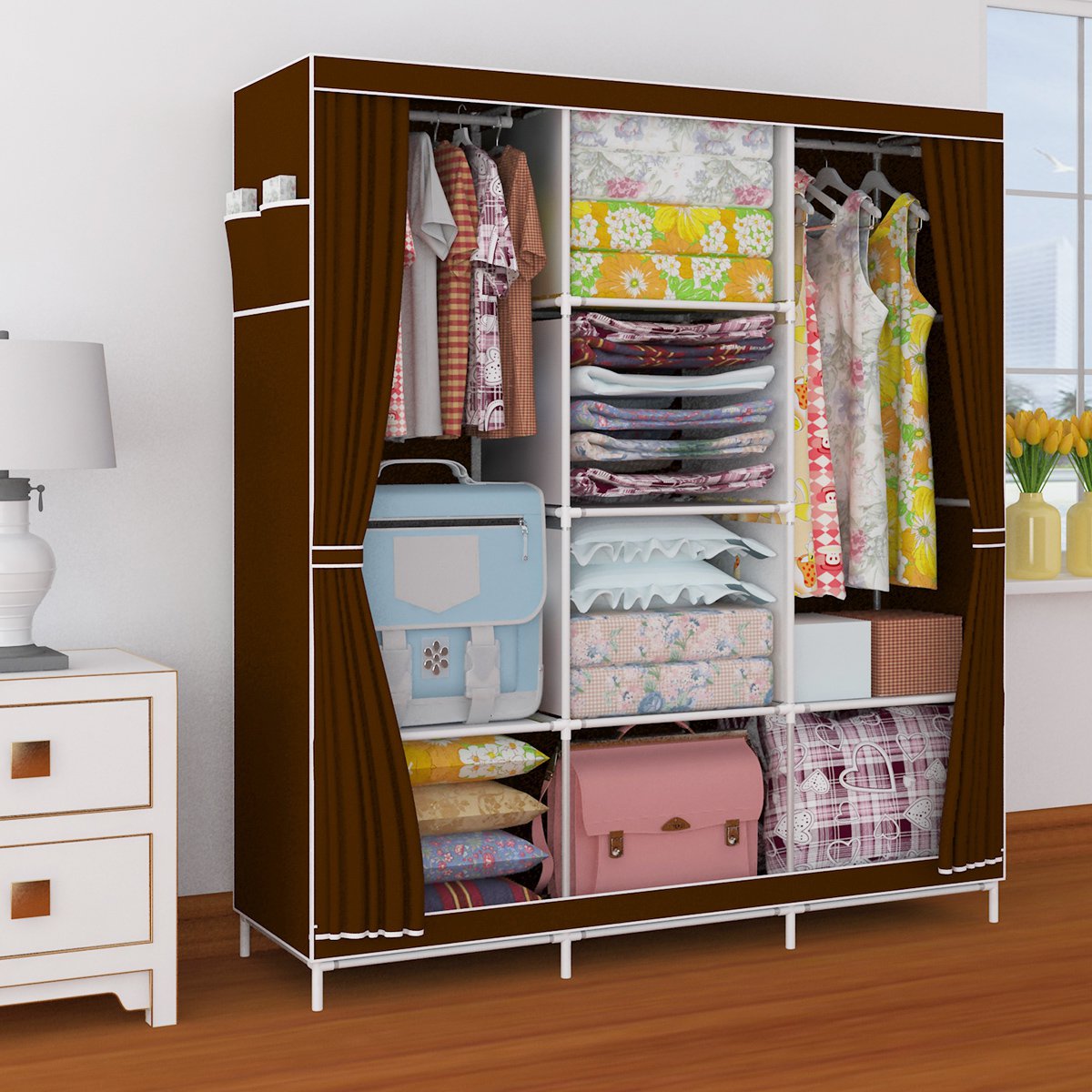 简易衣柜加粗钢管加固布衣柜布艺简约组装衣橱衣物收纳柜