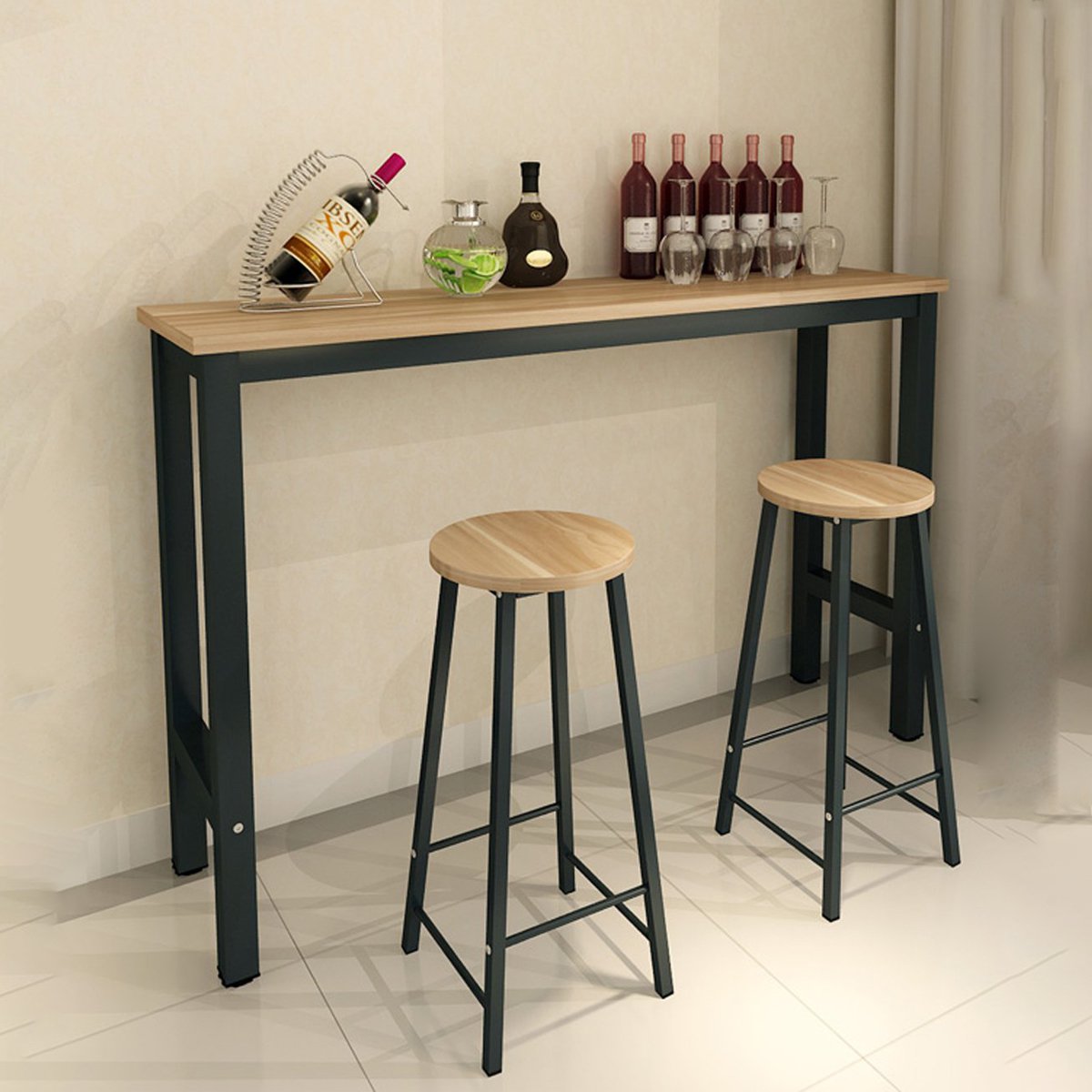 休闲高脚桌组合家用客厅间厅柜简约吧台(1桌2凳)