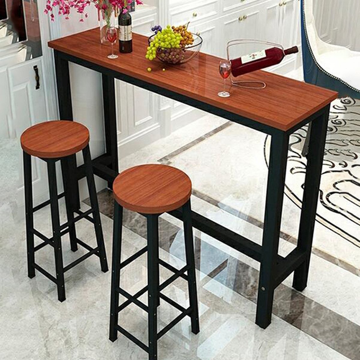 休闲高脚桌组合家用客厅间厅柜简约吧台(1桌2凳)