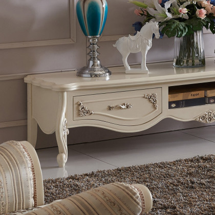 欧式复古实木雕花地柜美式客厅做旧工艺储物电视柜