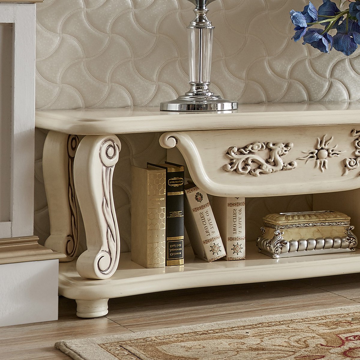 梦美斯宣家具旗舰店欧式复古实木雕花客厅储物柜长方形电视柜colorbr