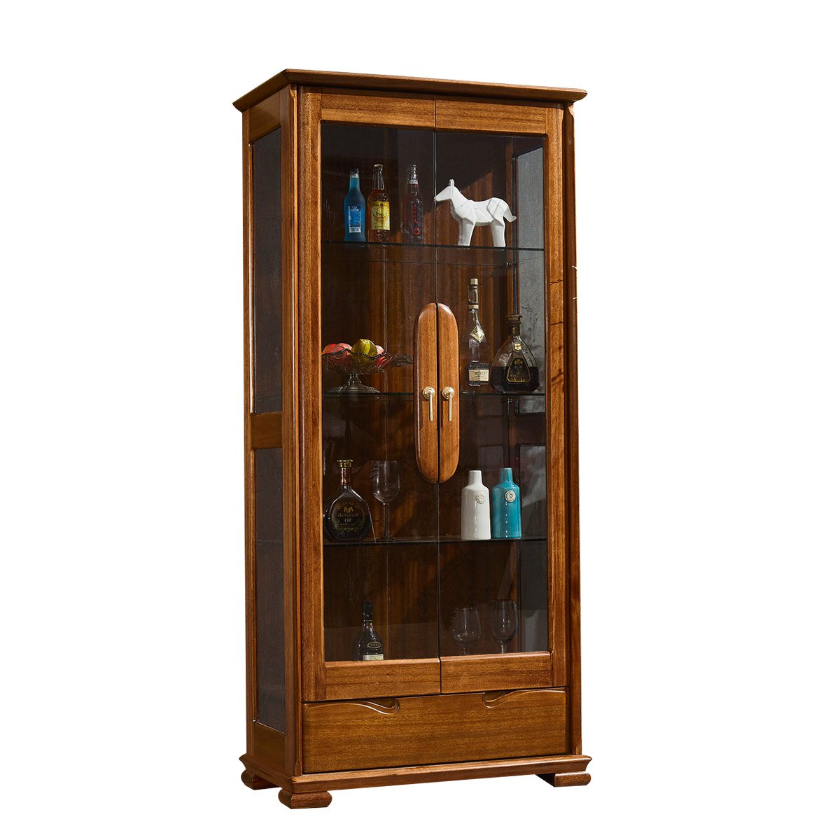 北欧简约实木两门酒柜中式现代大中户型客厅实木抽屉储物双门酒柜