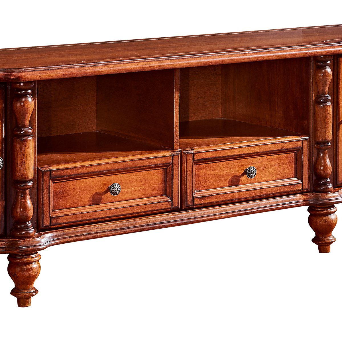 美式乡村实木茶几电视柜组合田园客厅手工艺术雕刻储物实木电视柜