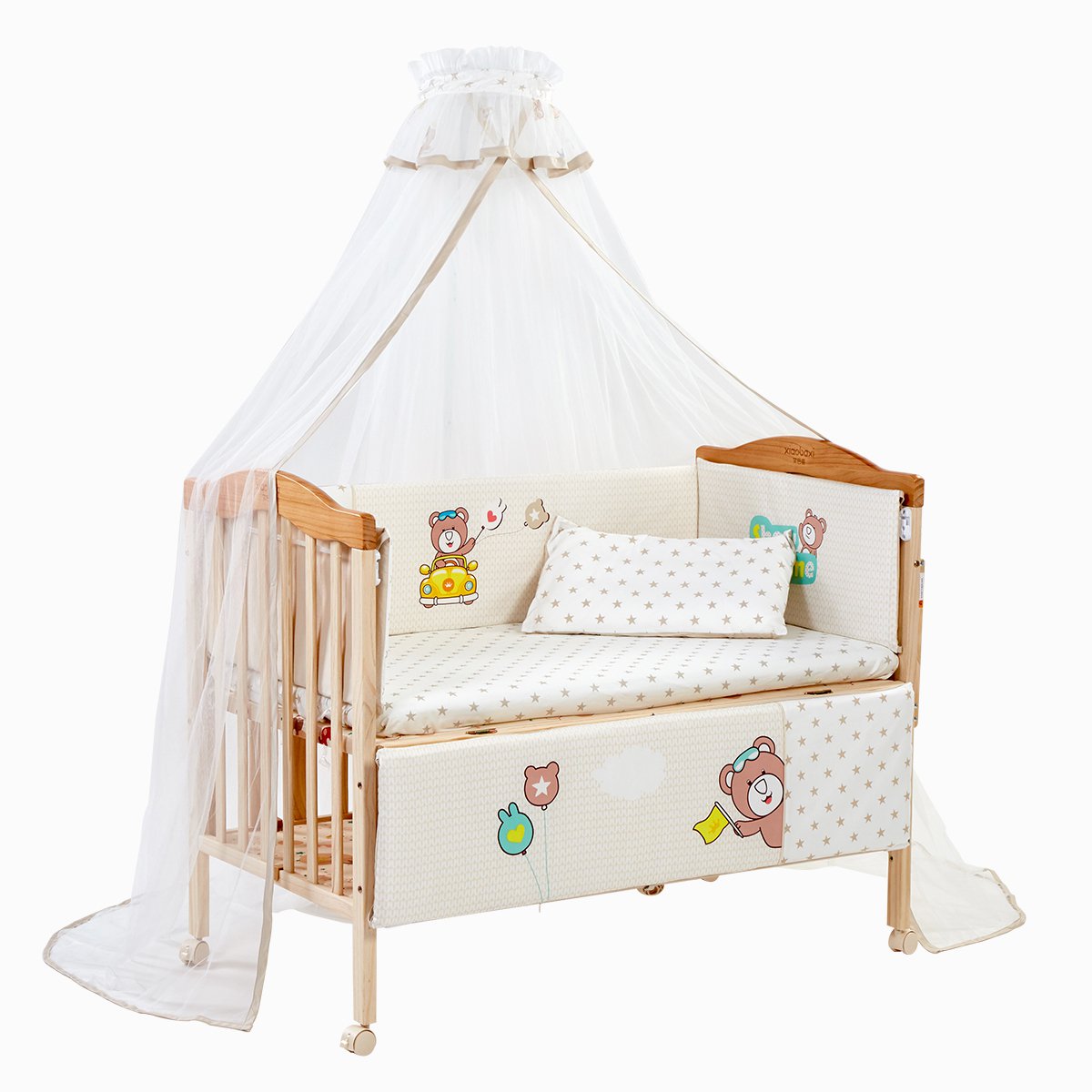 笑巴喜宝宝摇床儿童床实木新生儿童床多功能实木儿童床儿童摇床摇篮床