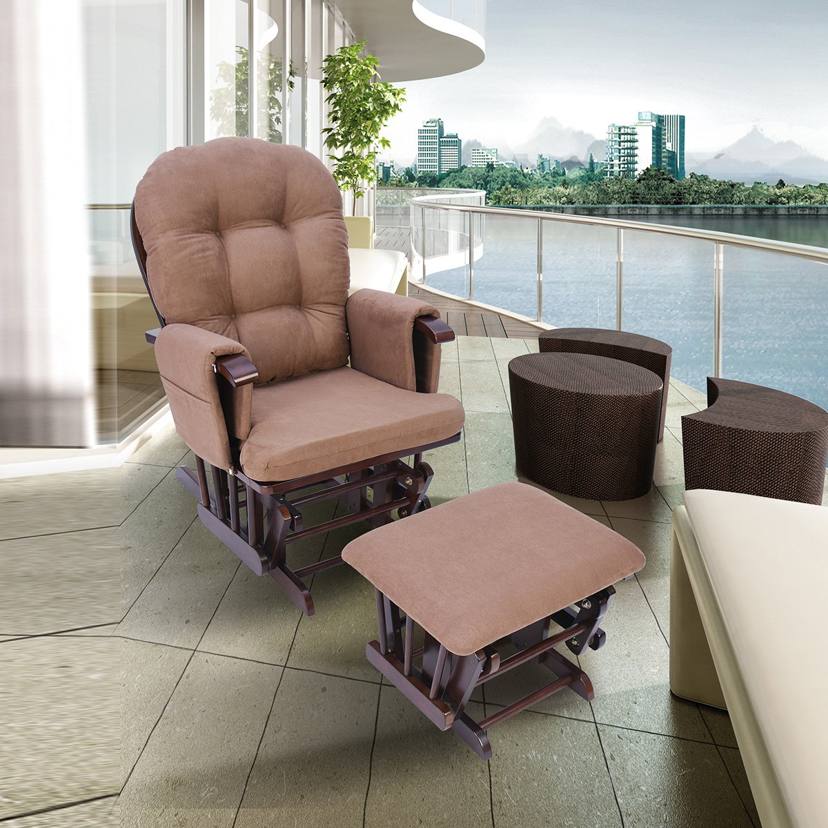 英尼斯家具旗舰店 英尼斯/inness实木躺椅老人休闲摇椅带脚踏午睡懒人