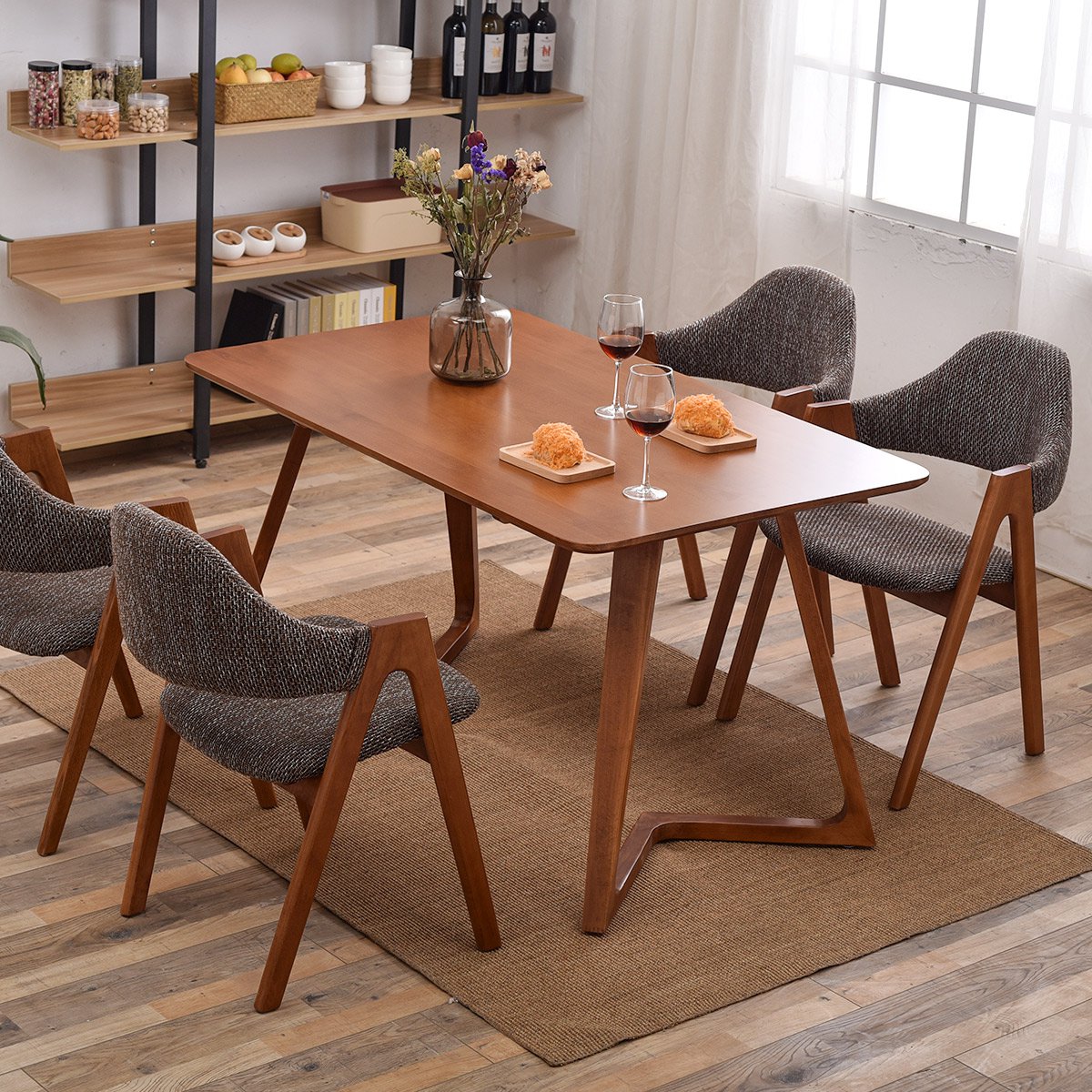 宜家餐桌椅组合 小户型北欧餐桌实木 现代简约家用吃饭桌长方形厨房