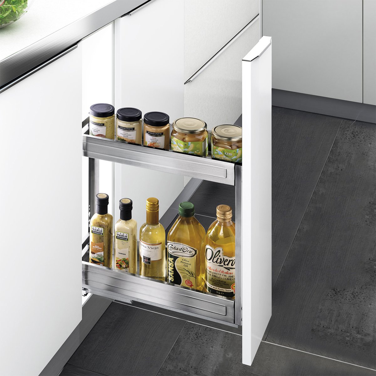 悍高304不锈钢调味收纳架 多功能橱柜沥水拉篮