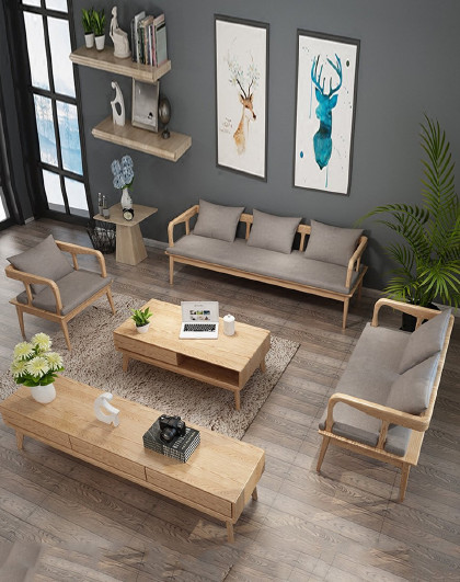 全实木沙发组合新中式白蜡木客厅家具简约原木北欧日式单人三人位