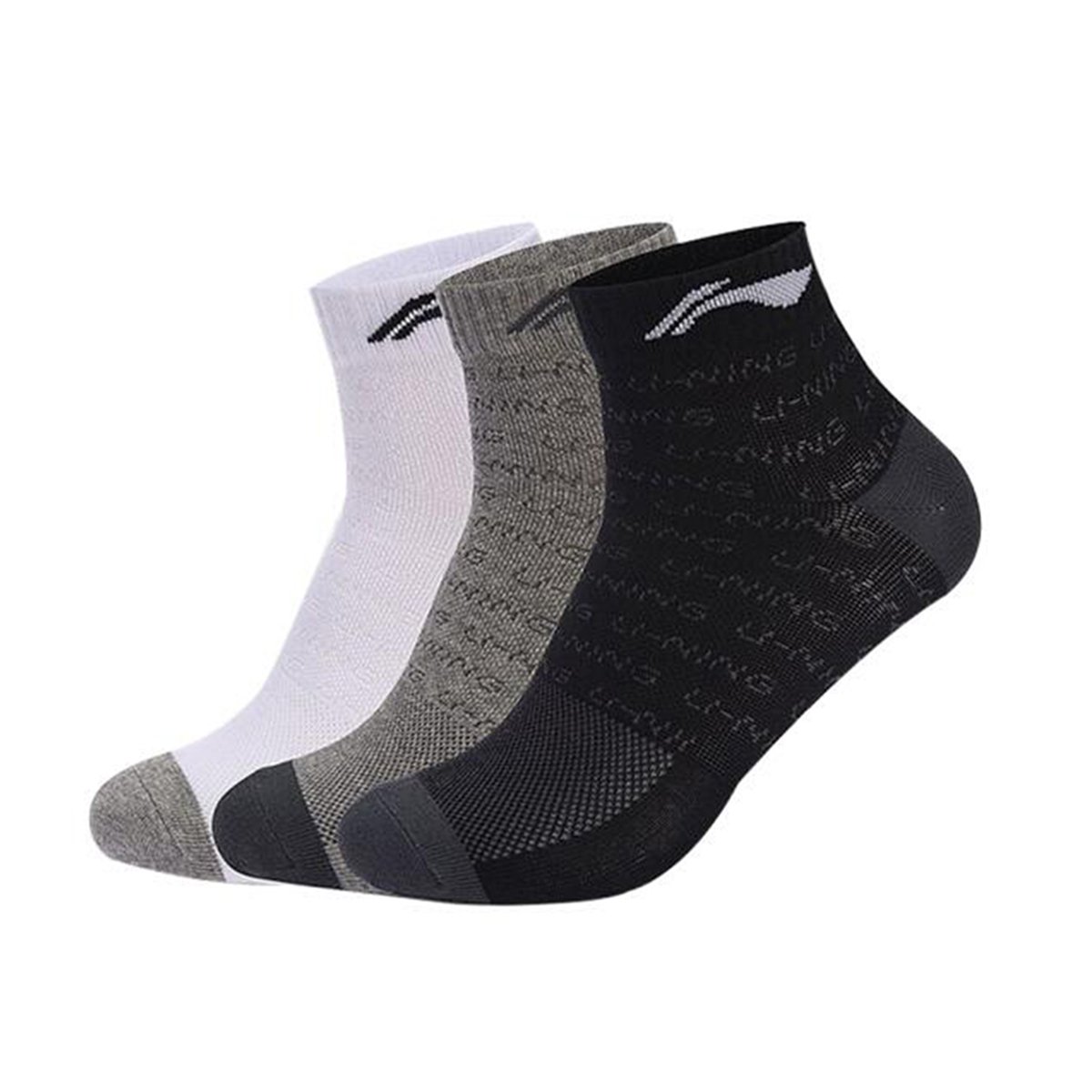 李宁 专业运动袜(3双装) 篮球袜男女运动袜 加厚防脱吸汗 休闲袜