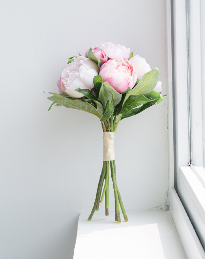 颜物仿真花牡丹茶花把束 新娘手捧花客厅装饰品餐桌花艺假花花束