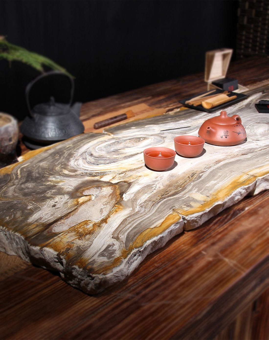 1号印尼进口百万年木化石茶盘