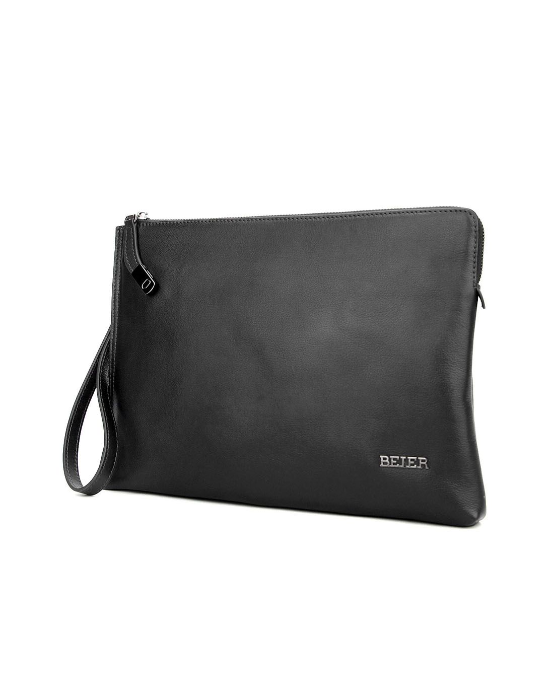 男黑色头层牛皮多功能夹包