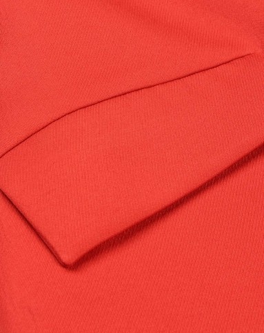 橘红色翻领纯色修身长款西装外套