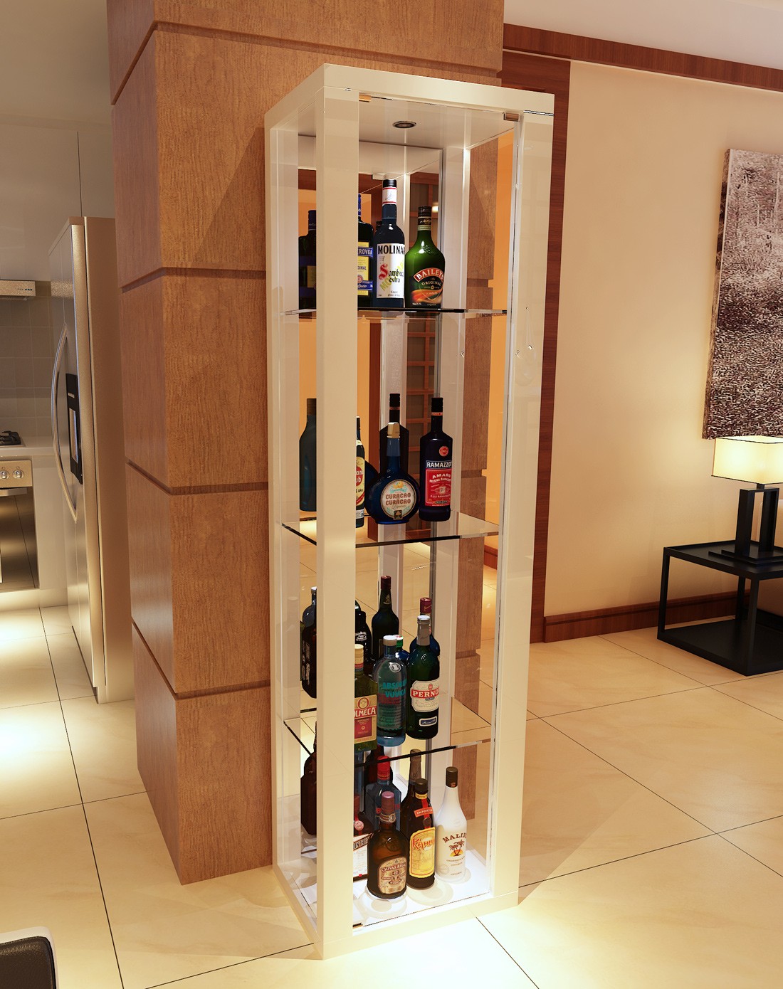 条形极简时尚玻璃酒柜 带筒灯