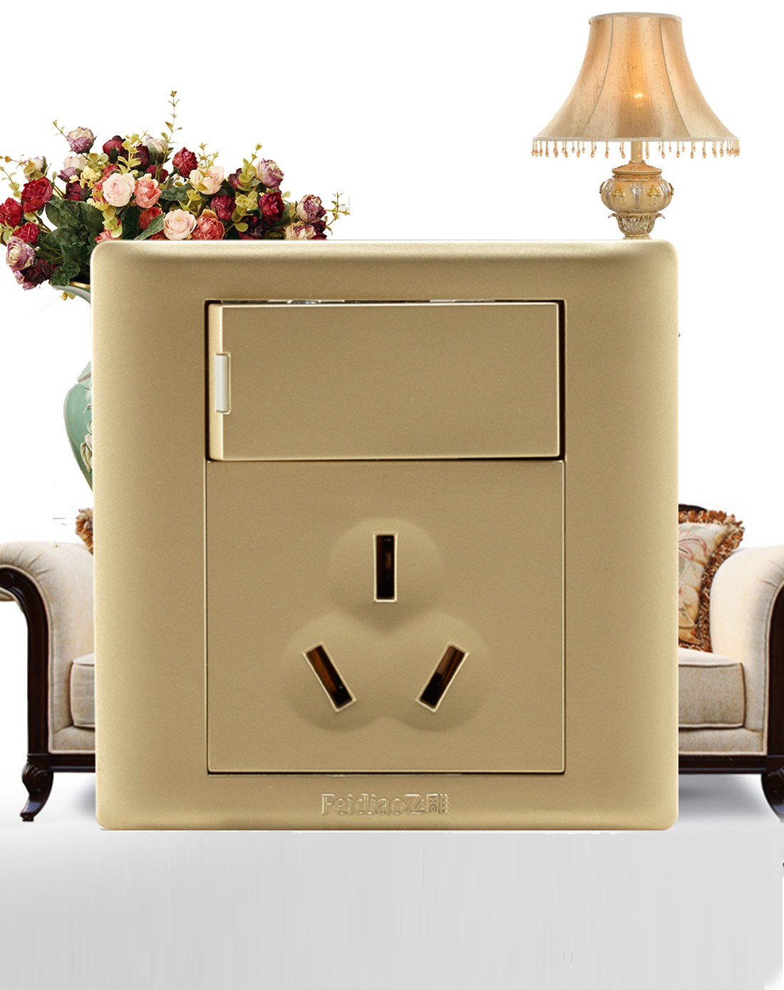 金致奢华 三孔16a带开关插座