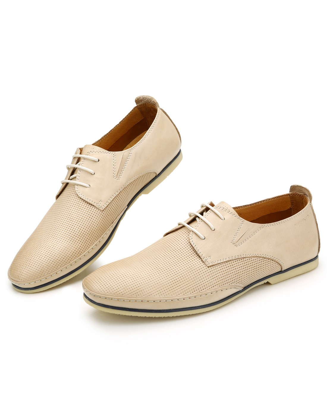 15春季新品米白色真皮欧式镂空透气鞋