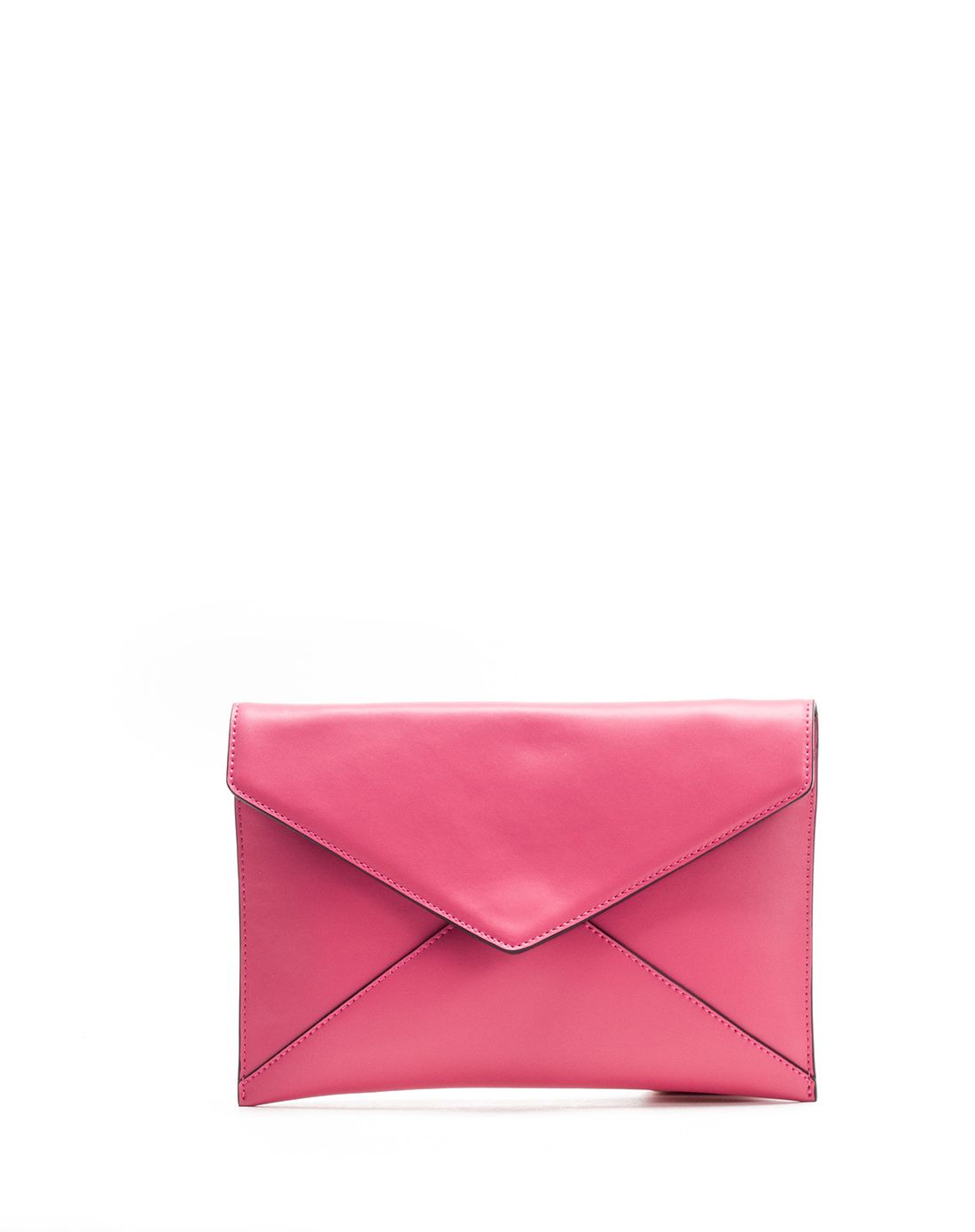 女士新款珊瑚色牛皮信封斜挎包