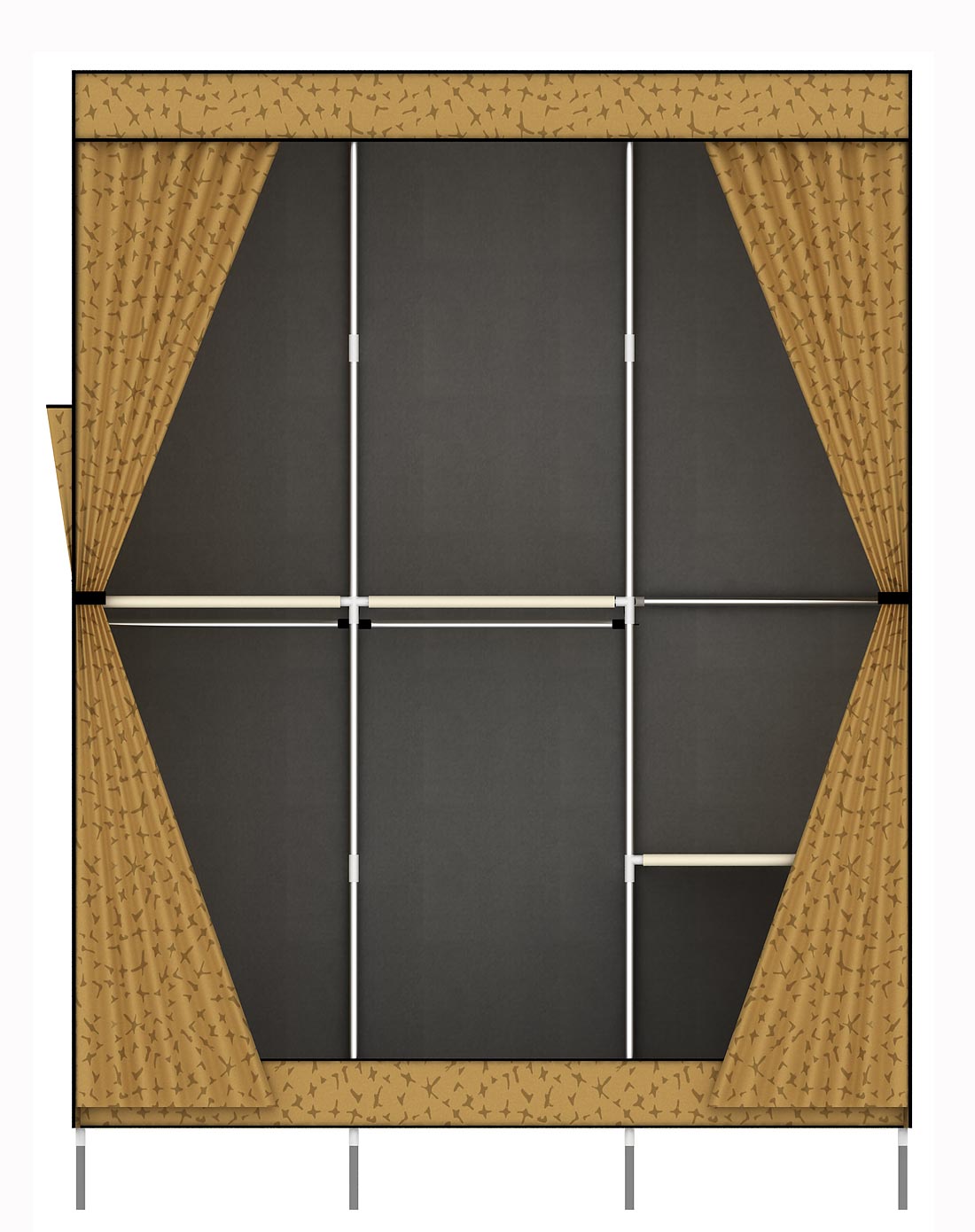 简易密封防尘欧式侧拉门衣橱杏色