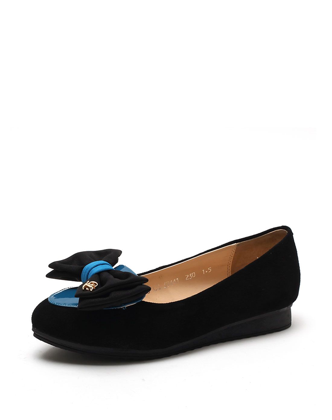 哈森harson集团品牌女鞋卡文女款黑色羊皮绒面革/蓝色头层牛皮浅口单