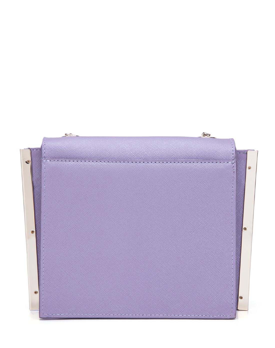 灰紫色十字纹牛剖层皮革小巧翅膀包