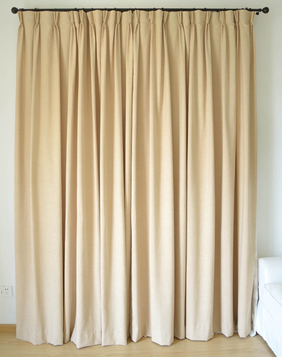 深黄色麻布客厅全遮光布艺窗帘 5*2.