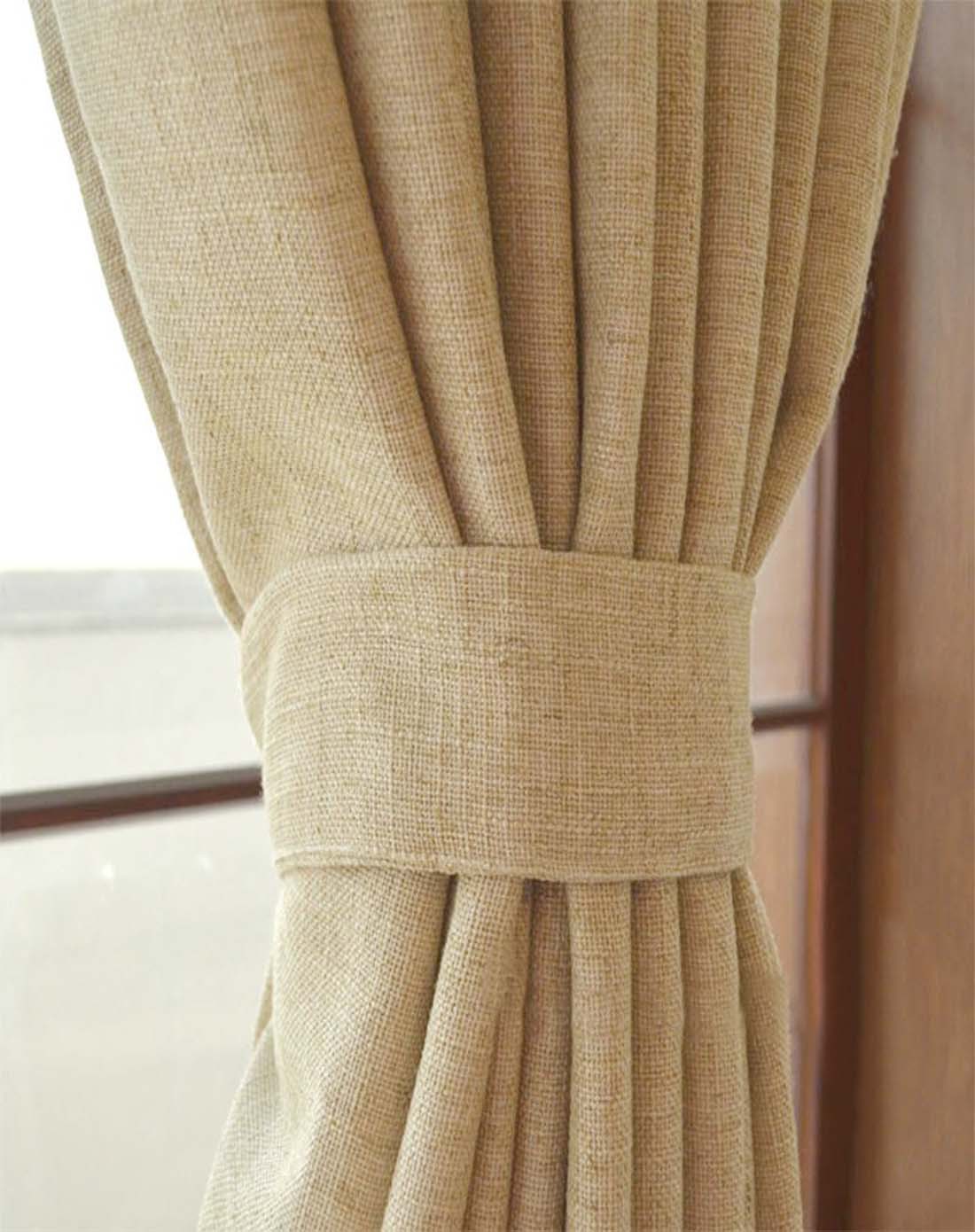 深黄色麻布客厅全遮光布艺窗帘 5*2.