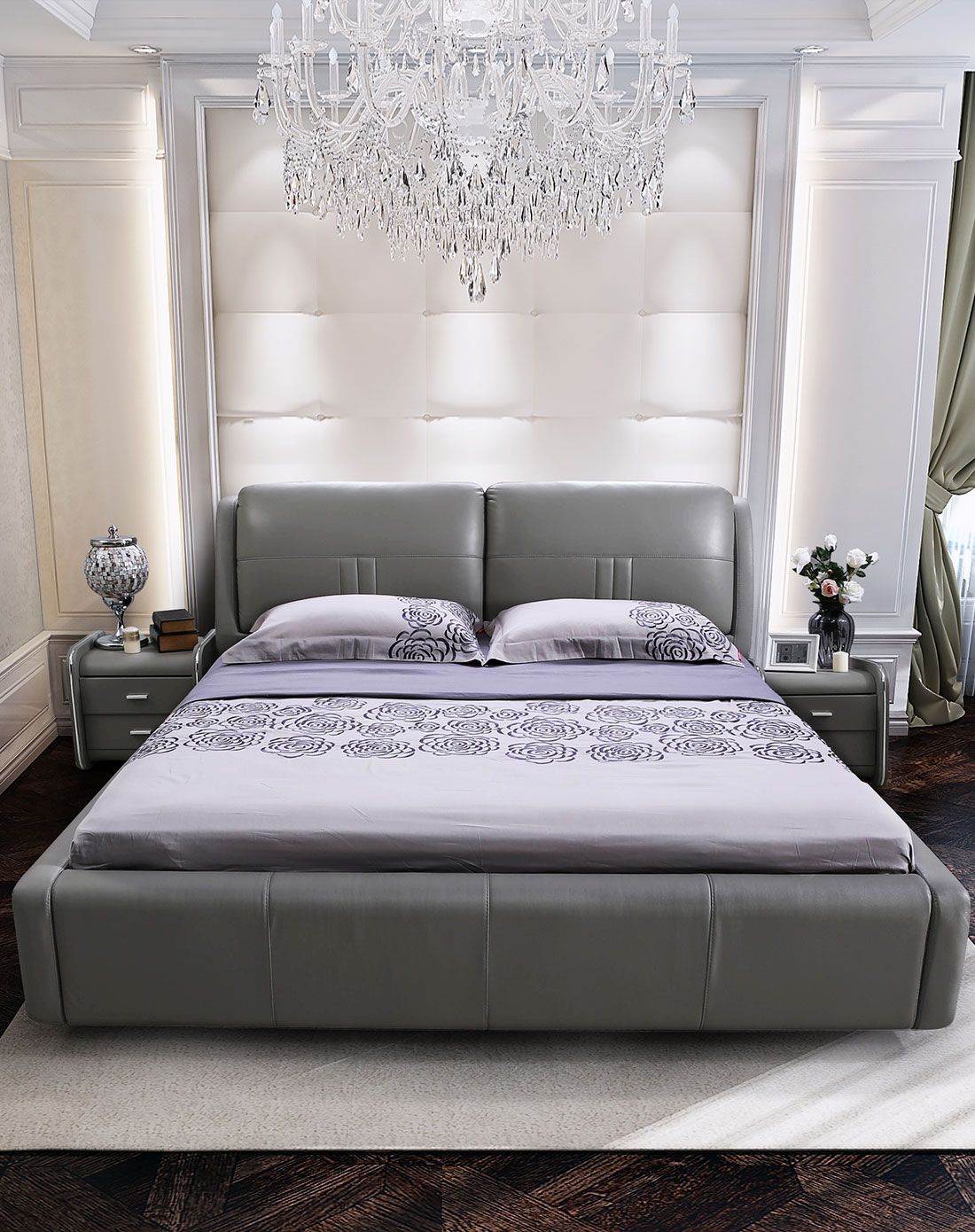 顾家家居真皮欧式双人皮艺软床结婚床