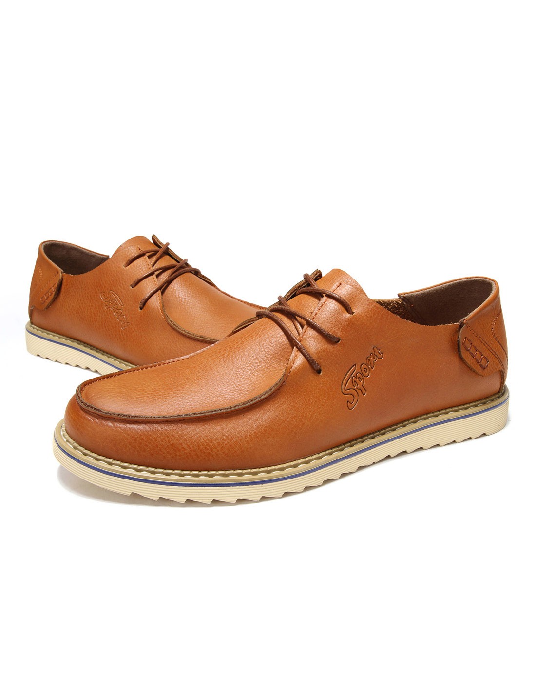 黄色简约时尚纯牛皮休闲鞋