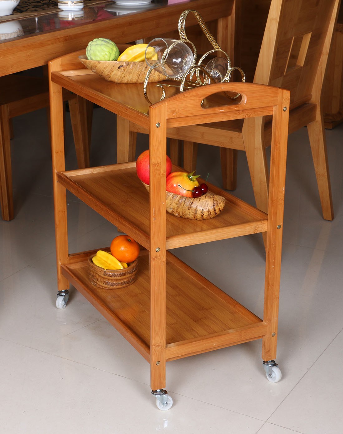 移动手推餐车三层