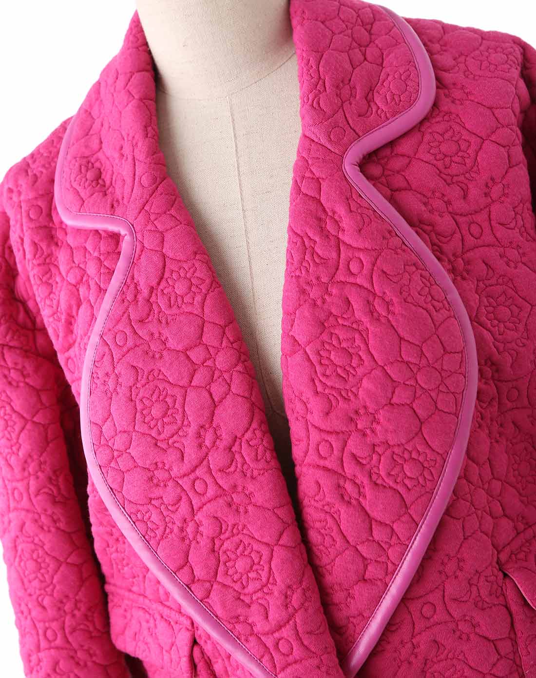 洋红小o型提花棉下摆可拆卸外套