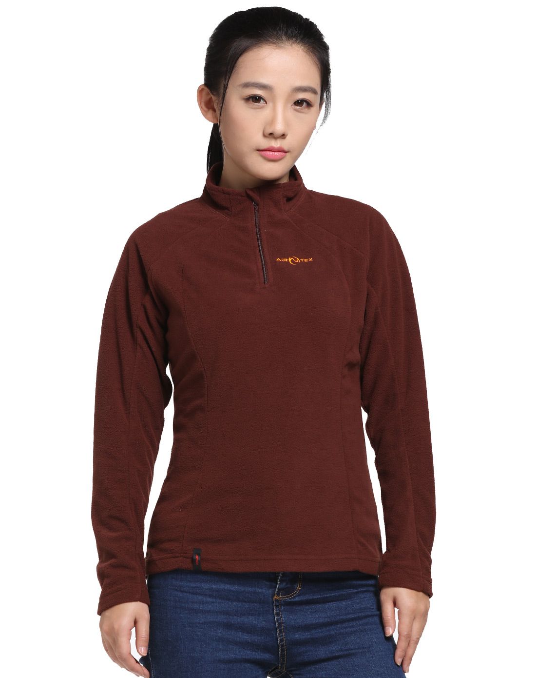 舒适保暖 女式咖啡套头抓绒衣