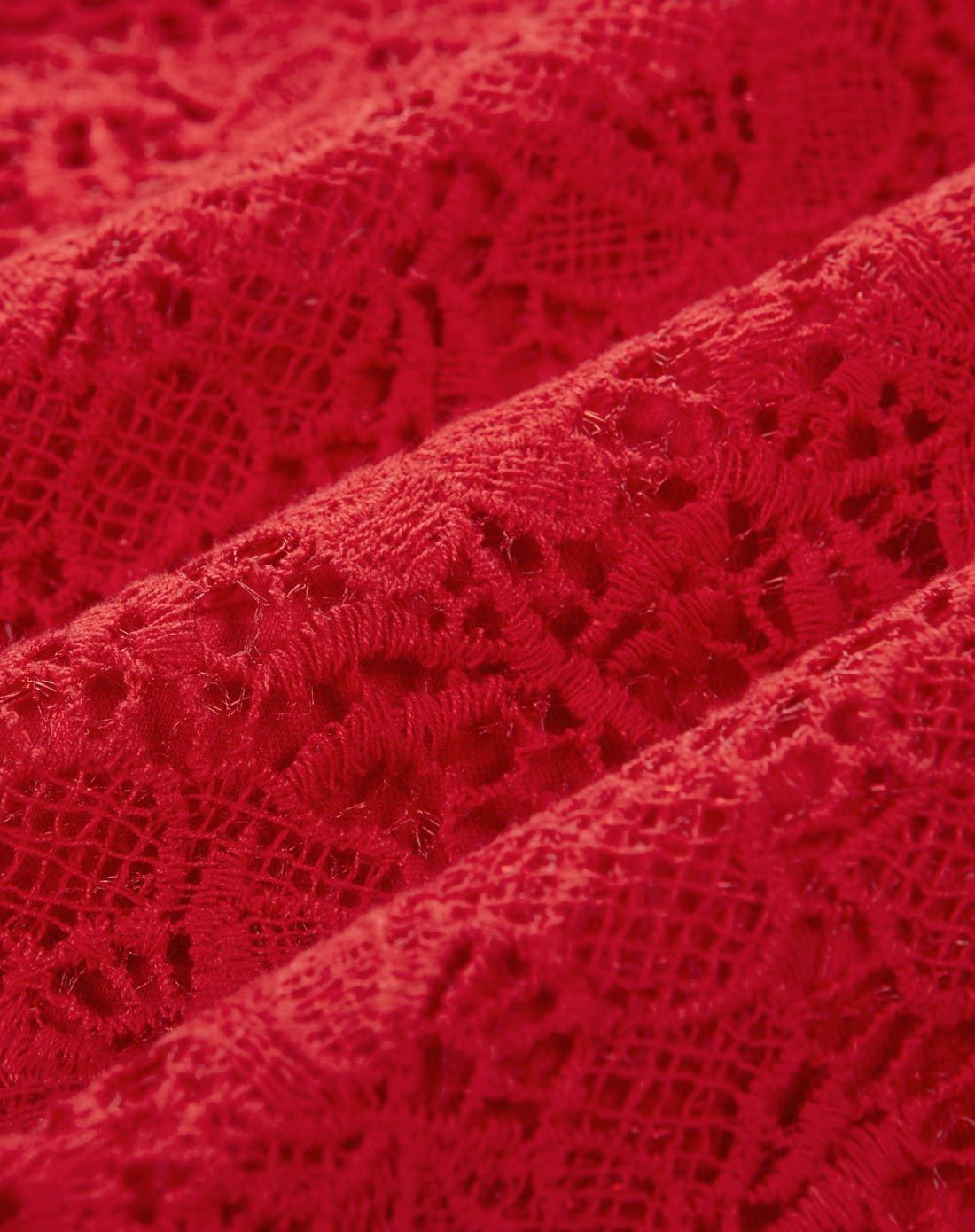 太平鸟peace bird红色蕾丝连衣裙a5fa4410516_唯品会