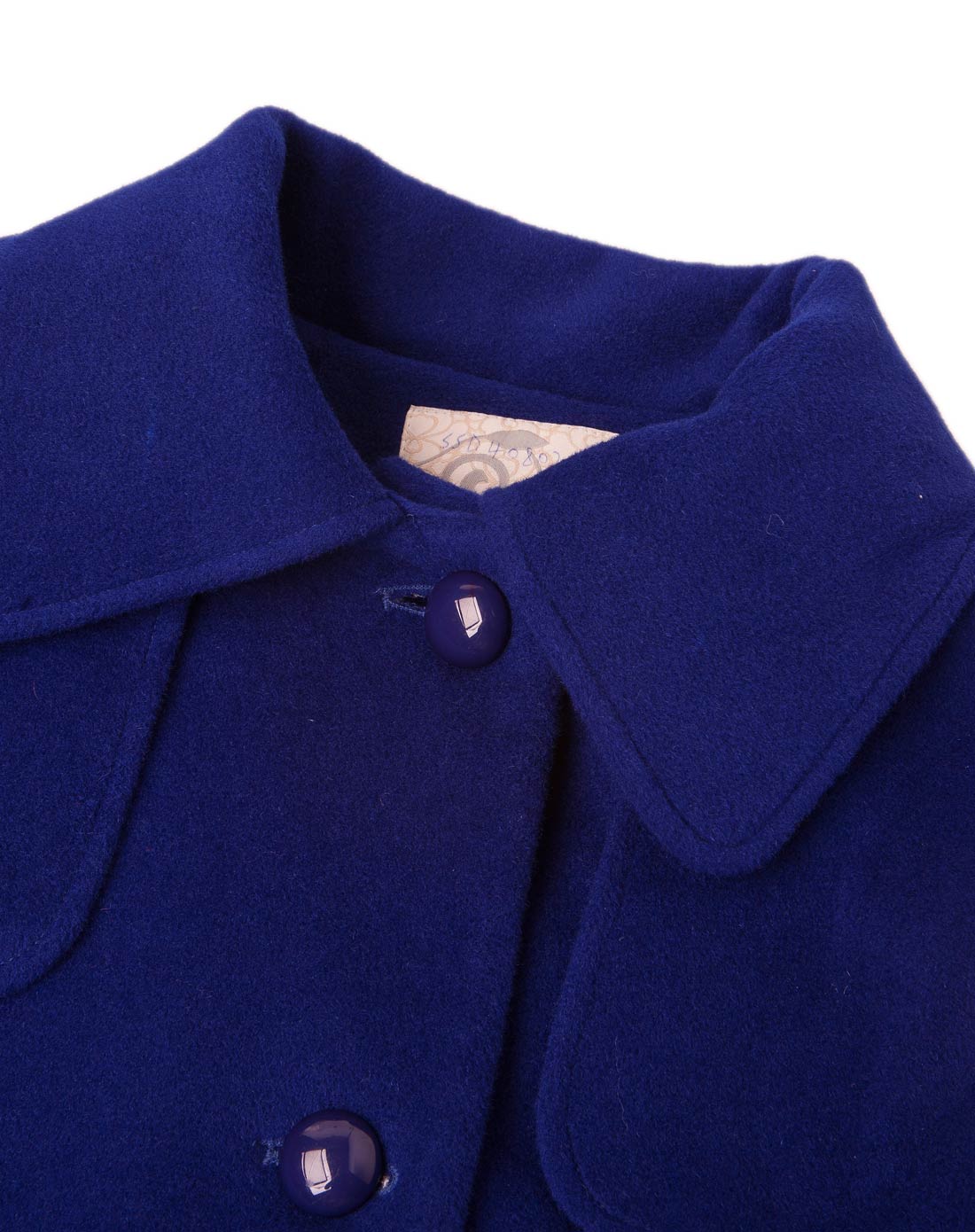 艳蓝色斗篷式蝙蝠袖短大衣