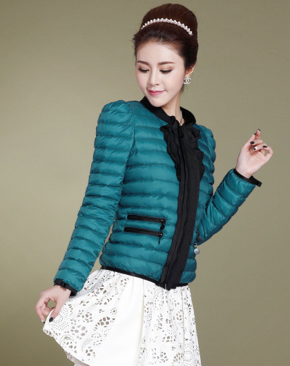 靛青色韩版修身立领外套