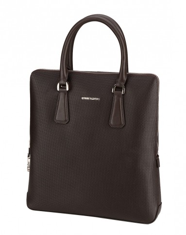 华伦天奴giovanni valentino男女包男款深啡色头层牛皮带锁竖款公文包