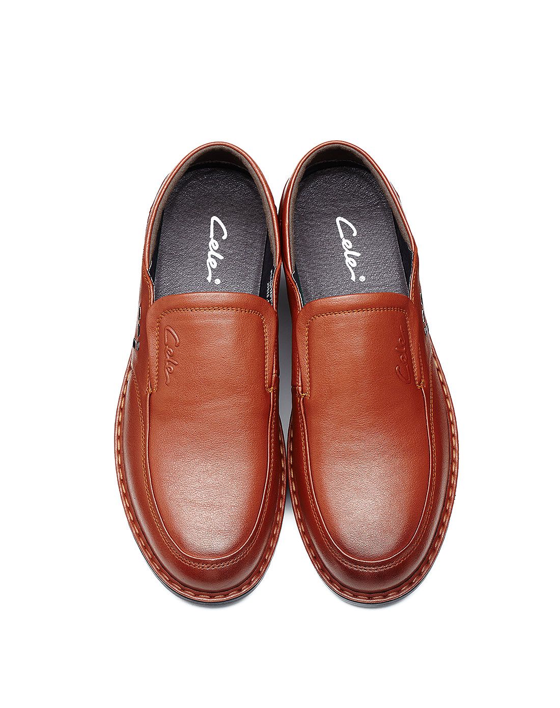 策乐cele2015年新款黄棕色光面皮经典男式单鞋m5a4b4140121_唯品会