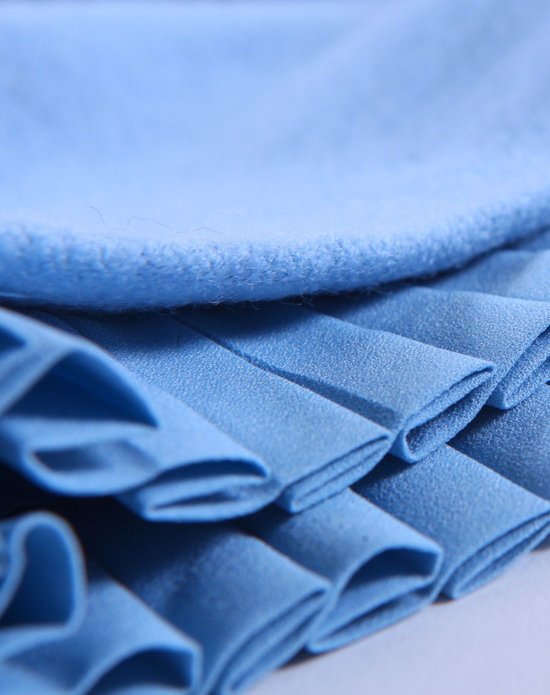 海贝天青蓝显瘦百褶边毛呢短裤