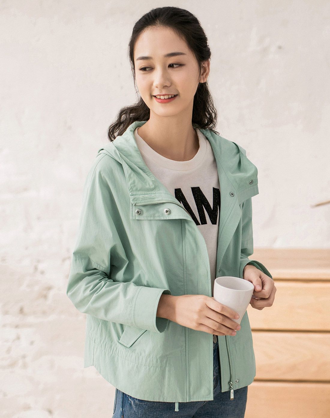 【2016春装新款】薄荷绿简约百搭外套