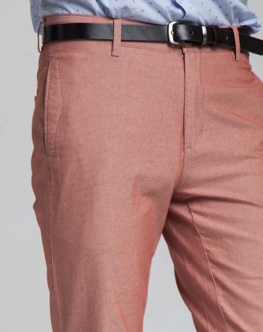 橙色合身版提花洗水直插袋长裤