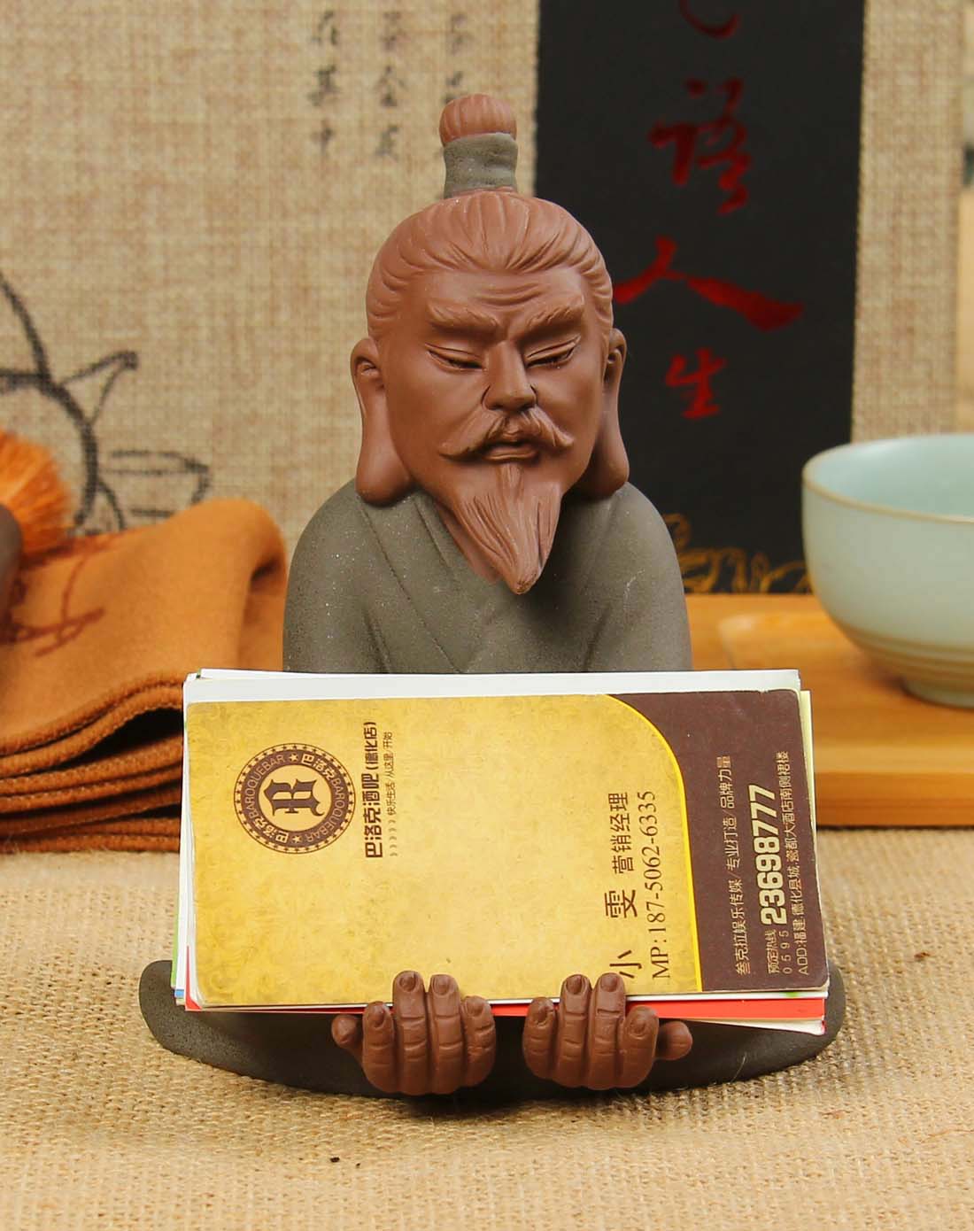 刘备名片座架 笔架 办公桌摆件公司开业