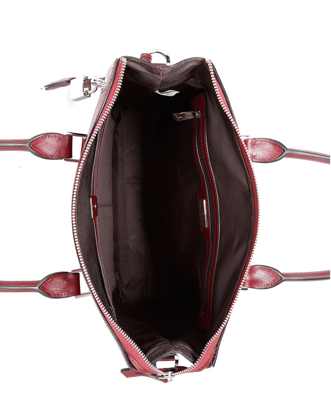 酒红牛头层皮竖式公文包