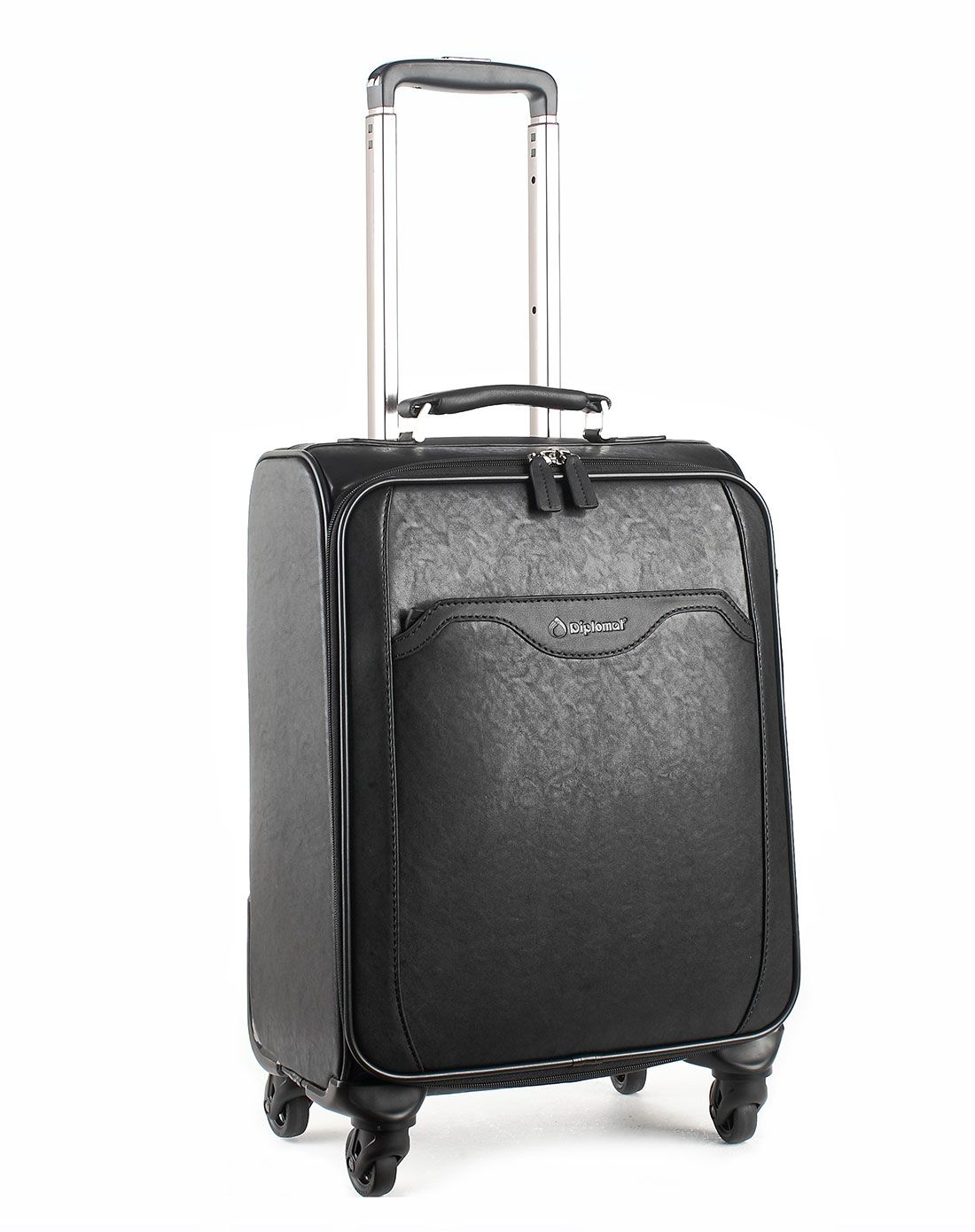 新款黑色皮质万向轮拉杆箱