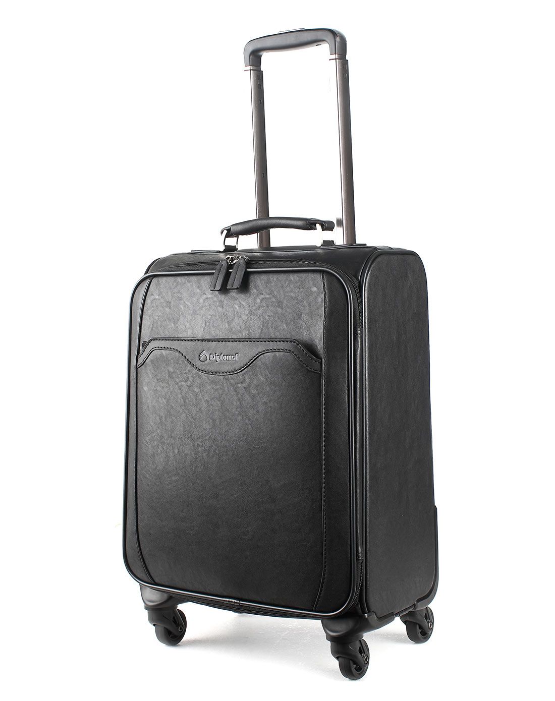 新款黑色皮质万向轮拉杆箱