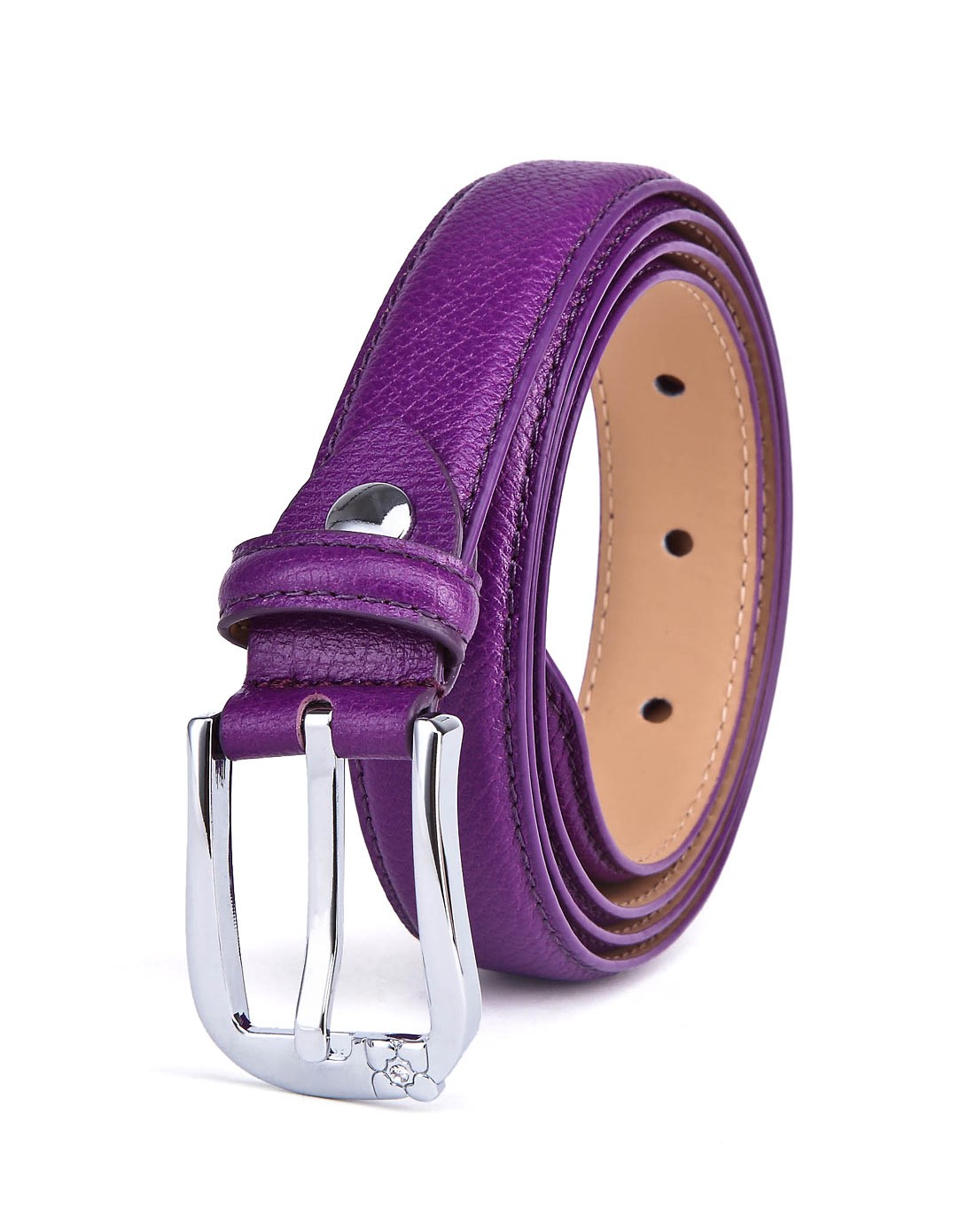 女款紫色荔枝纹牛皮腰带