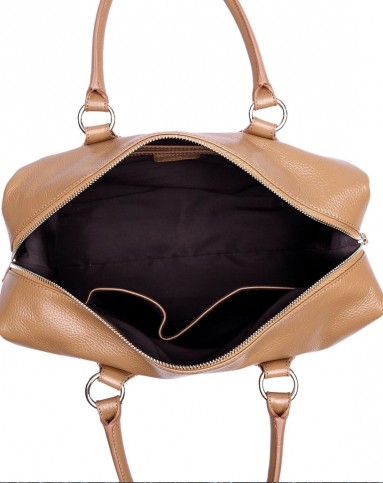 浅驼色linda周末系列牛皮手提斜挎包