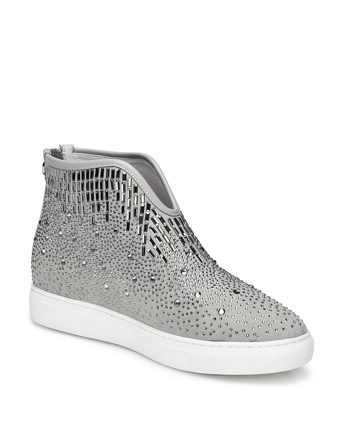 2015新款灰色羊猄圆头平底短靴