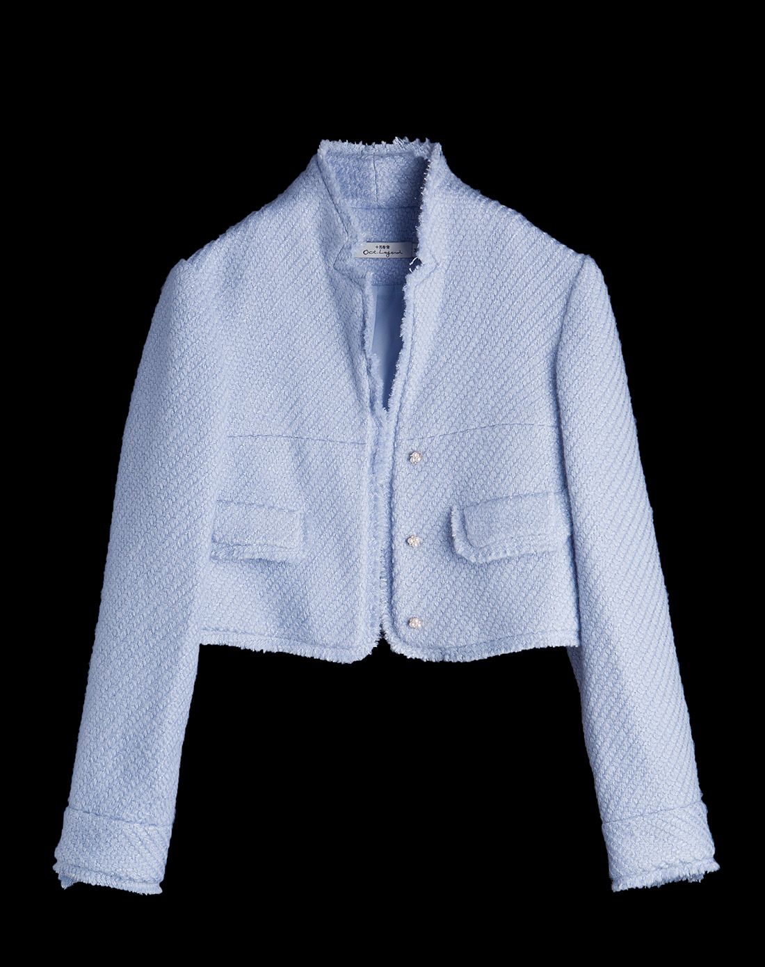 兰色立翻领西装领香风小外套